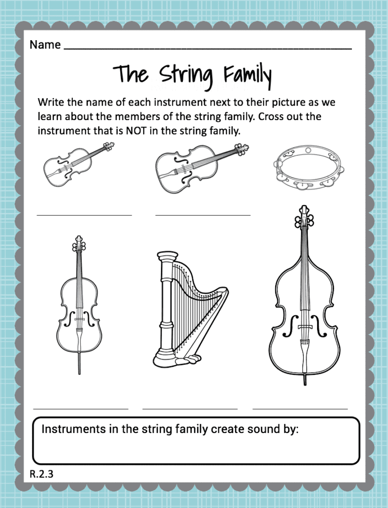 Families Of Instruments Worksheet