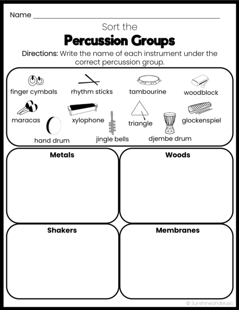 Instruments Of The Orchestra Worksheets