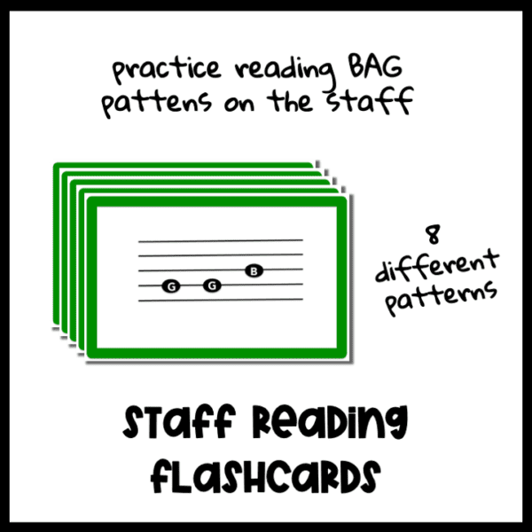 staff reading flashcards for recorder