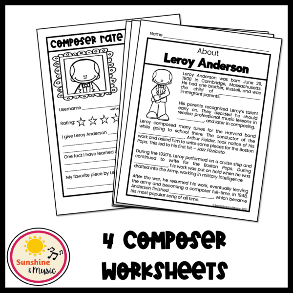 Leroy Anderson composer worksheets