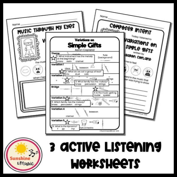 simple gifts worksheets