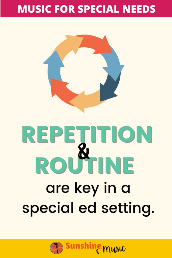 text: repetition and routine are key in a special ed setting