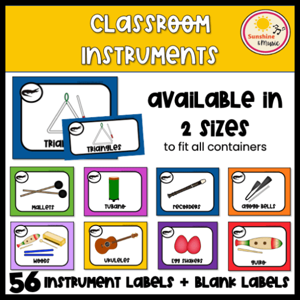classroom instrument labels with alligator theme