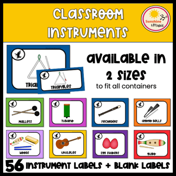 classroom percussion instrument labels eagle design