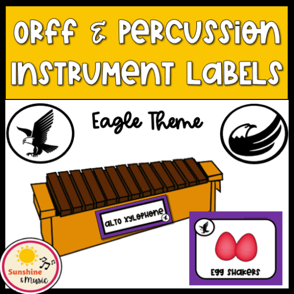orff and classroom percussion musical instrument labels eagle design