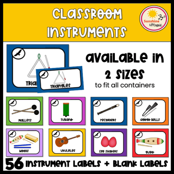 classroom percussion instrument labels for elementary music class