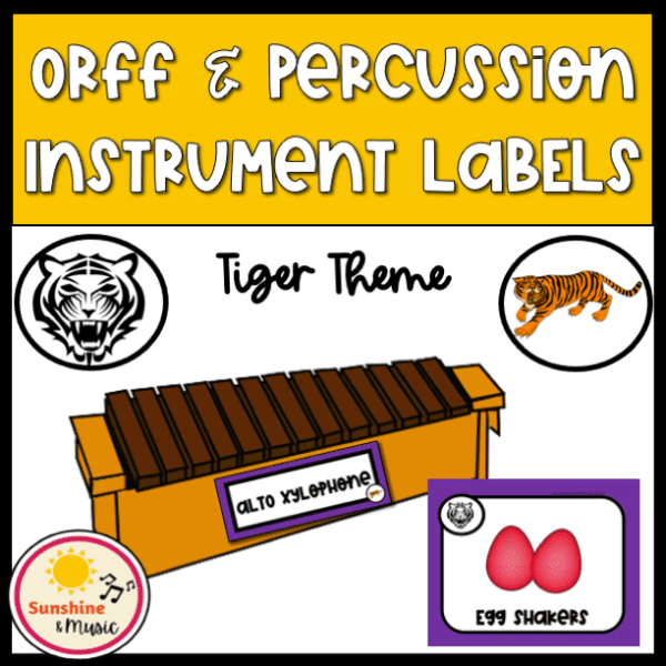 musical instrument labels tiger theme for orff and classroom percussion