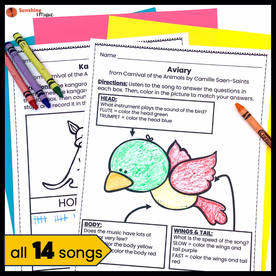 Carnival of the Animals Coloring Activities and Worksheets - Image 4