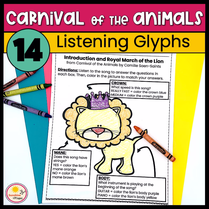 Carnival of the Animals Coloring Activities and Worksheets
