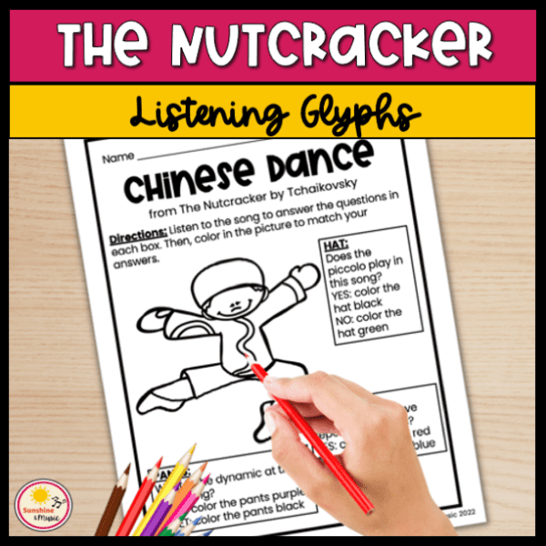 the nutcracker listening glyphs with picture of nutcracker coloring page for Chinese dance from the Nutcracker