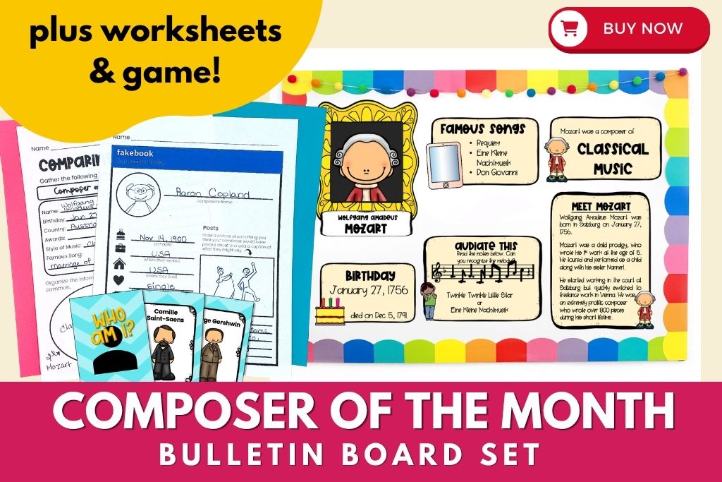composer of the month bulletin board for music classroom