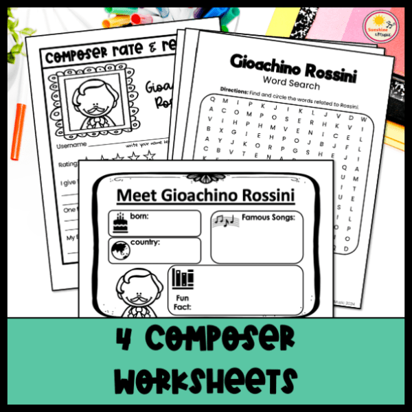 worksheets about Gioachino Rossini