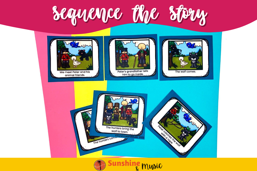 Peter and the wolf story sequencing cards