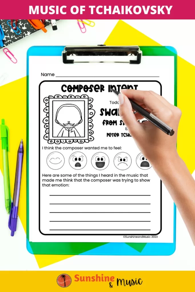 music of Tchaikovsky worksheet