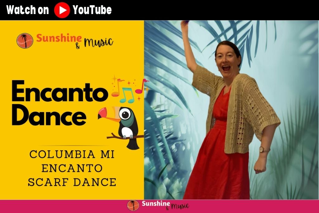 Colombia mi encanto scarf dance elementary music lesson for Hispanic Heritage Month YouTube video
